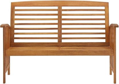 Patio Bench,Bench with Back,Porch Bench,Yard Bench,with Armrests,for The Front Porch,Deck, Balcony,Backyard,Outdoor,Garden, Lawn,Park,Path, 46.9" Solid Acacia Wood
