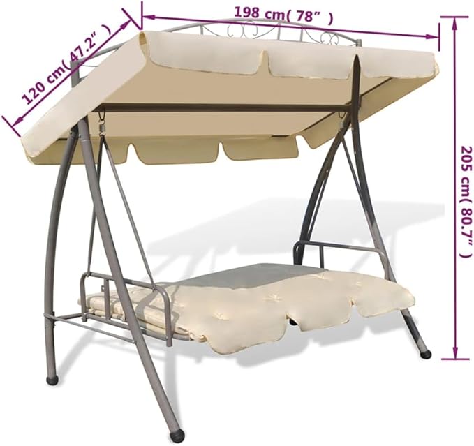 Outdoor Garden Swing Seat with Canopy, Convertible Bench Chair for Patio Porch Backyard - Photo 6