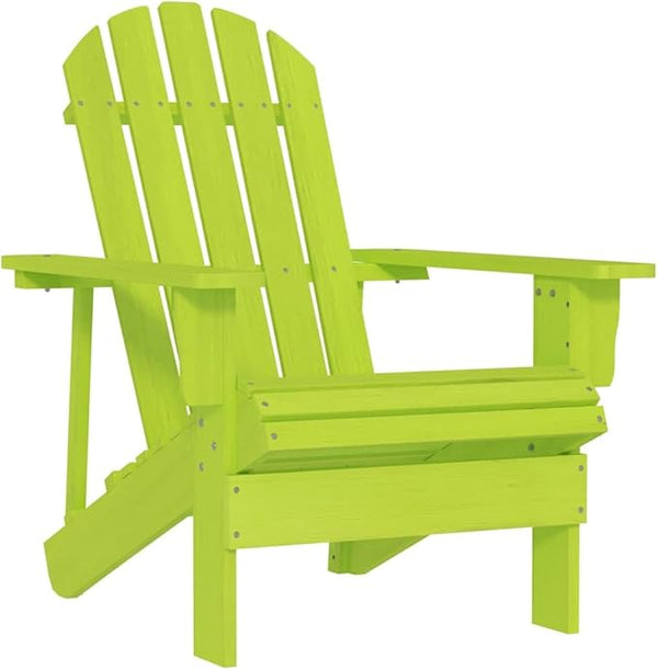 Oversized Green Adirondack Outdoor Chair 34.1x27.4x35.2 in Solid Fir Wood Ergonomic Patio Dining Seat with Wide Arms - Photo 1
