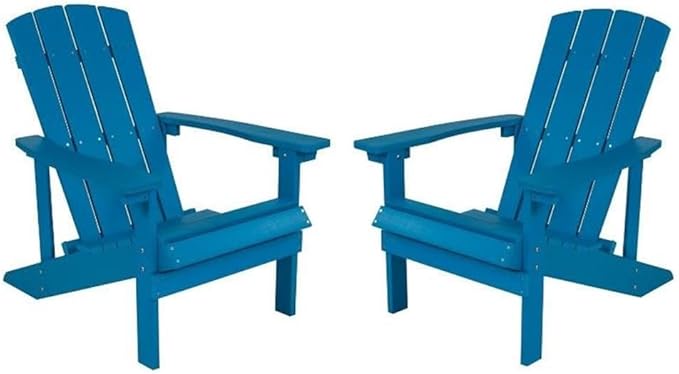 Home Square 2 Piece Faux Wood Adirondack Chair Set in Blue