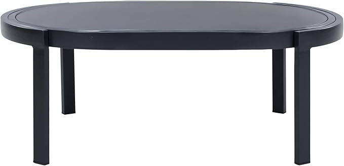 Christopher Knight Home Lula Aluminum Outdoor Coffee Table with Tempered Glass Top, Modern Coffee Table for Patio Furniture Set, Weather-Resistant Patio Table with Oval Top, Black