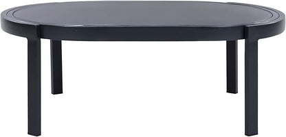 Christopher Knight Home Lula Aluminum Outdoor Coffee Table with Tempered Glass Top, Modern Coffee Table for Patio Furniture Set, Weather-Resistant Patio Table with Oval Top, Black