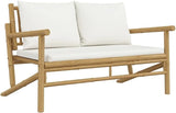 Bamboo Outdoor Lounge Set with Cream White Cushions, 2-Piece Garden Patio Furniture for Relaxation - Photo 5