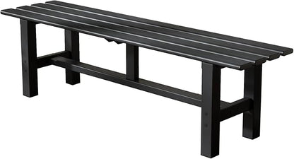 TECSPACE 59 Inches Aluminum Outdoor Weatherproof Bench Backless, 330 LBS Bearing Capacity Garden Porch Bench, Black