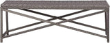 Bench Grey PE Rattan, Powder-Coated Steel Garden Bench Outdoor Seating for Courtyard Balcony 47.2 in Tough - Photo 3