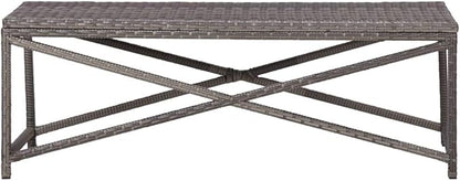 Bench Grey PE Rattan, Powder-Coated Steel Garden Bench Outdoor Seating for Courtyard Balcony 47.2 in Tough