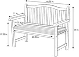 Pemberly Row Traditional Cedar Wood Patio Porch Garden Bench, Gray Finish, 36" H x 22" W x 44.75" D - Photo 2