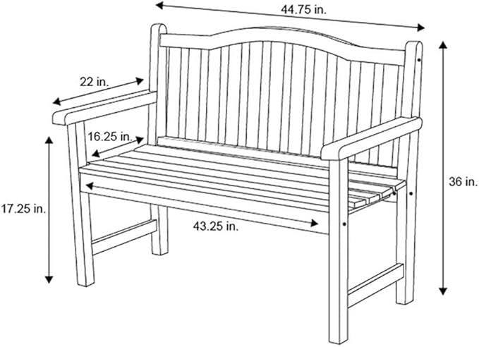 Pemberly Row Traditional Cedar Wood Adirondack Bench, 43 in Seating, White Finish, Moisture-Resistant Outdoor Patio or Porch Furniture, Arched Back Design, Durable Kiln-Dried Construction
