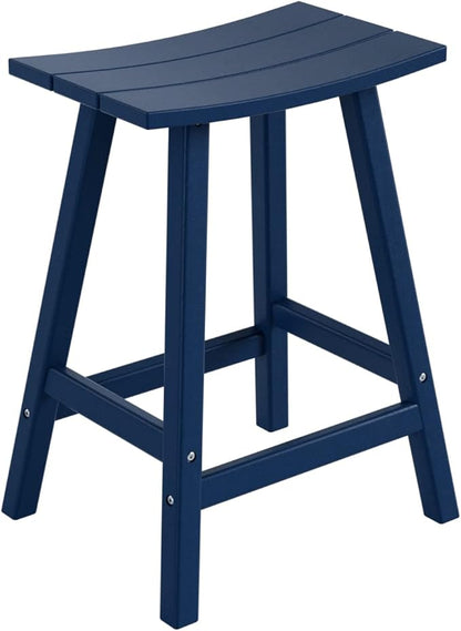 WestinTrends Malibu Malibu 24 Inch Counter High Saddle Stools (Set of 3), Navy Blue