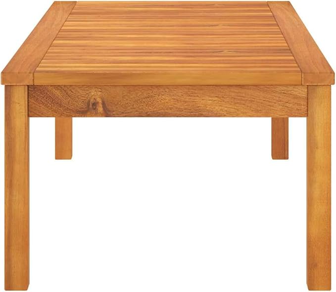 Solid Acacia Wood Coffee Table Rectangular Brown Indoor Outdoor Furniture for Patio Garden Living Room