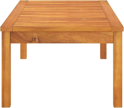 Solid Acacia Wood Coffee Table Rectangular Brown Indoor Outdoor Furniture for Patio Garden Living Room