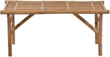 Foldable Garden Bench Natural Bamboo and Polyester Medium Outdoor Seating for Patio Garden Balcony with Cushion - Photo 4