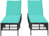 2-Pack Black Rattan Sun Lounger Set, 78", Adjustable Backrest, Cushions, Steel Frame, Patio/Garden/Pool - Photo 5