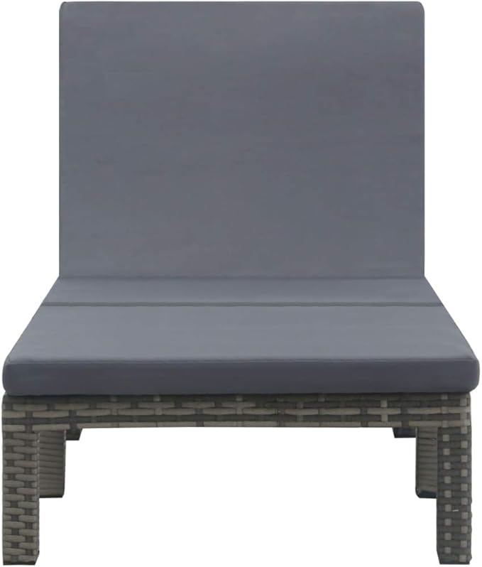 Outdoor Chaise Lounge 23.6 x 76.8 in Anthracite PE Rattan Reclining Pool Chair w/ 5-Position Backrest & Weather-Resistant Steel Frame for Patio Garden Balcony
