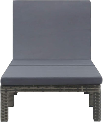 Outdoor Chaise Lounge 23.6 x 76.8 in Anthracite PE Rattan Reclining Pool Chair w/ 5-Position Backrest & Weather-Resistant Steel Frame for Patio Garden Balcony