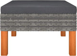23.6x23.6x12.6 in Grey Poly Rattan Square Outdoor Ottoman, UV-Resistant Footstool for Garden Patio Balcony - Photo 2