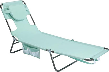 SunnyFeel Lounge Beach Chair for Adults with Face Hole, Backpack Reclining Beach Chairs Lay Flat, Sun Face Down Tanning Chair, Portable Folding Camping Cot for Outside Pool, Sunbathing, Reading