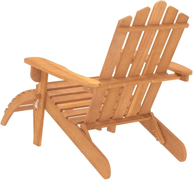 Solid Acacia Wood Patio Adirondack Chair with Foldable Footrest, Comfortable and Durable Outdoor Furniture for Garden, Patio and Poolside Relaxation