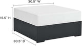 Modway Tahoe Aluminum Ottoman in Gray White with Weather-Resistant Cushion-Ideal as Outdoor Footstool - Photo 3