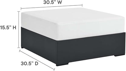 Modway Tahoe Aluminum Ottoman in Gray White with Weather-Resistant Cushion-Ideal as Outdoor Footstool, Patio or Sunroom Furniture