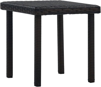 Small Brown Poly Rattan Garden Side Table, Weather-Resistant Square Outdoor Patio Coffee Table with Powder-Coated Steel Frame, Compact Balcony Furniture