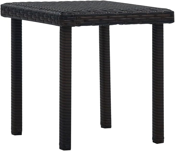 Small Brown Poly Rattan Garden Side Table - Photo 1