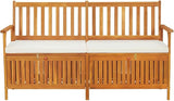 Storage Bench with Cushion Garden Bench Outdoor Bench for Outdoors Porch Entryway Furniture for Yard 66.9" Solid Wood - Photo 3