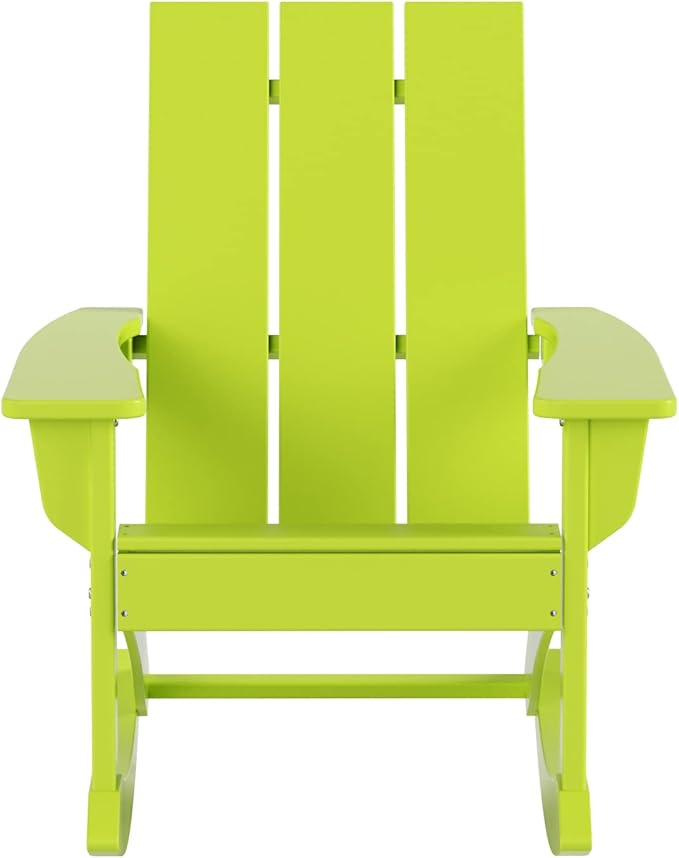 WO WESTIN OUTDOOR HDPE Shoreside Modern Rocking Poly Adirondack Chair (Set of 2),Lime