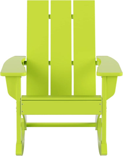 WO WESTIN OUTDOOR HDPE Shoreside Modern Rocking Poly Adirondack Chair (Set of 2),Lime