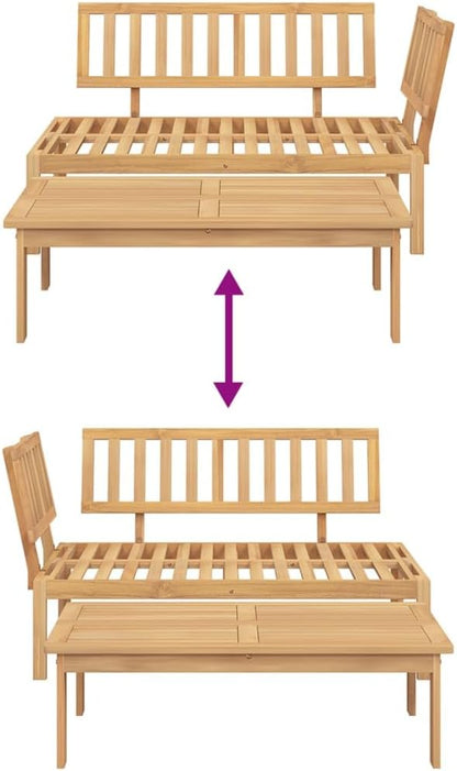 vidaXL Patio Pallet Sofa Set - 2 Pc Acacia Wood Outdoor Garden Table and Corner Sofa - Modular Furniture for Deck, Patio, Backyard