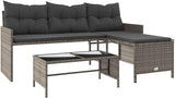 vidaXL Patio Garden Sofa Set L-Shaped Gray Poly Rattan with Table - Outdoor Seating with Washable Cushions for Deck - Photo 1