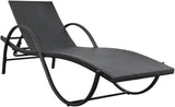 Sun Lounger Set of 3, Adjustable Outdoor Patio Furniture with Black Steel Frame & PE Rattan - Photo 3