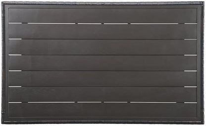 BOWERY HILL Patio Dining Table, Dark Brown and Beige Finish, Resin Wicker and Rust-Free Aluminum Frame, 58.75 x 33.50 x 27.75 in, Water-Resistant Aluminum Top, Versatile Outdoor Table for Dining and