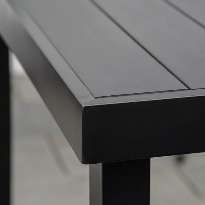 Outsunny Outdoor Dining Table for 6 Person, Rectangular Patio Table, Aluminum Metal Legs for Garden, Lawn, Patio - Photo 8