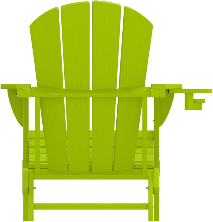 Folding Adirondack Chairs with Cup Holders, Set of 4 HDPE Plastic Outdoor Chairs, Weather Resistant, Real Wood Look - Photo 9