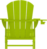 Folding Adirondack Chairs with Cup Holders, Set of 4 HDPE Plastic Outdoor Chairs, Weather Resistant, Real Wood Look - Photo 9