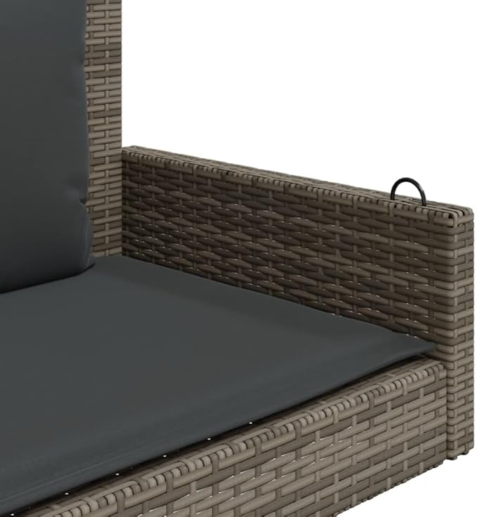 Grey Swing Bench with Cushions, PE Rattan and Powder-Coated Steel Frame - Photo 8