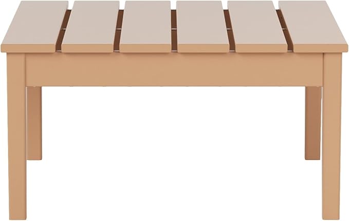 WestinTrends Ashore Outdoor Coffee Table, 32 Inch All Weather Poly Lumber Adirondack Patio Coffee Table Square Low Table, Teak