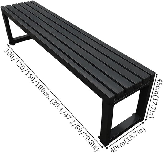 2-Person Garden Bench Seat Outdoor Metal Bench Park Seat 3.3ft 3.9ft 4.9ft 5.9ft All-Weather Slatted Chair for Front Porch Balcony Backyard(Black,3.93ft)