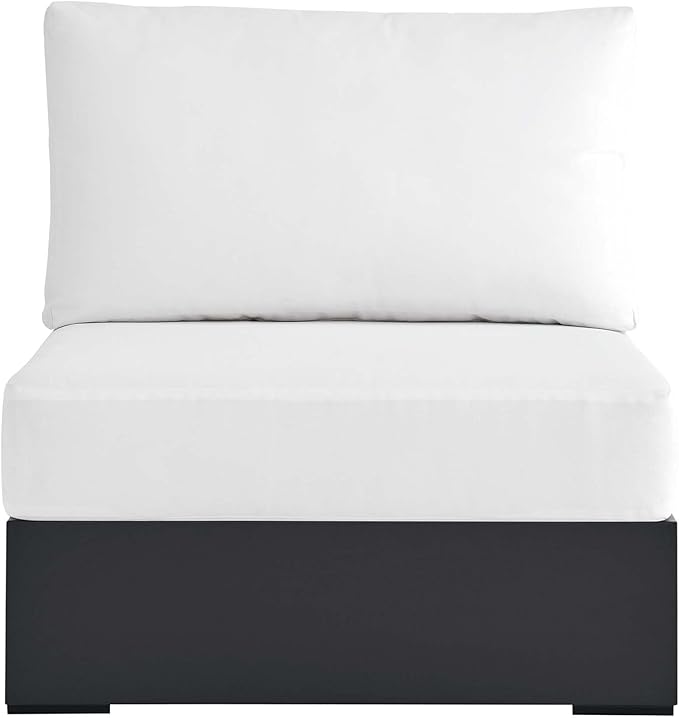 Modway Tahoe Aluminum Armless Patio Gray White Modular Weather-Resistant Cushions-Perfect as Club Outdoor Lounge Chair