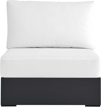 Modway Tahoe Aluminum Armless Patio Gray White Modular Weather-Resistant Cushions-Perfect as Club Outdoor Lounge Chair
