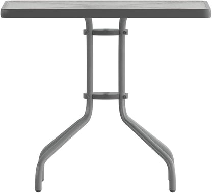 Flash Furniture Barker 31.5'' Square Tempered Glass Metal Table, Silver