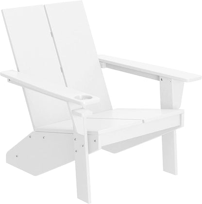 WestinTrends Riviera Outdoor HDPE Modern Adirondack Chair with Cup Holder, White