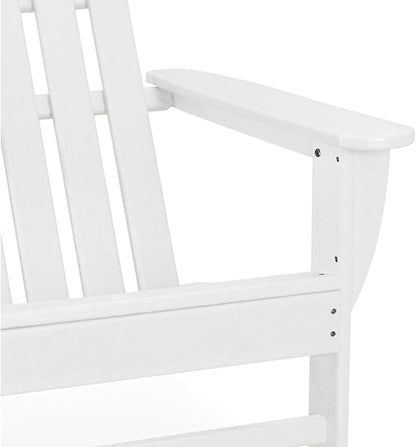 Hanover Classic Adirondack Chair, All-Weather HDPE Outdoor Furniture, Eco-Friendly, Durable Outdoor Patio Seating, White