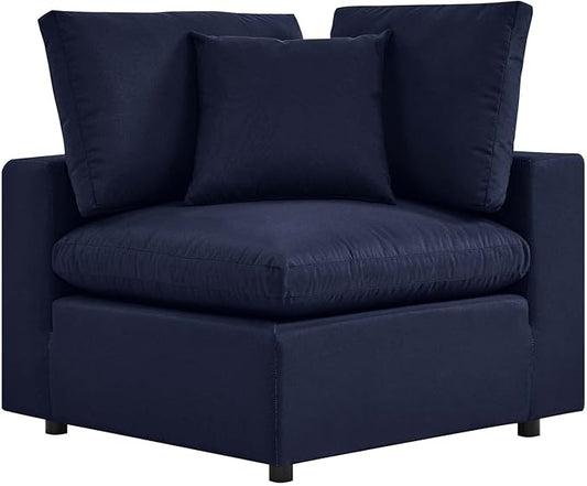 Modway Commix Overstuffed Outdoor Patio Corner Chair in Navy
