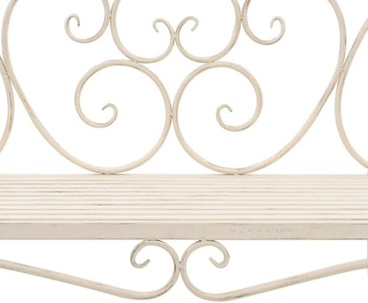 Patio Bench 52" Metal Antique White，Suitable for Patio Furniture, Front Porch Decoration, Outdoor Benches, Garden Benches, Benches for Patio, Porch, Poolside, Balcony