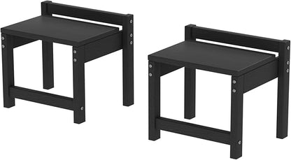 Stackable HDPE Foot Stool - All-Weather Indoor/Outdoor Seating for Patio, Living Room & Bathroom, Waterproof Windproof Heavy-Duty High-Density PE Step Stool, 2 Sets, Black
