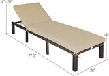 COSTWAY 2PCS Patio Rattan Lounge Chair, 6-Gear Adjustable Chasie Lounge, Outdoor Recliner for Deck, Backyard (Brown) - Photo 2