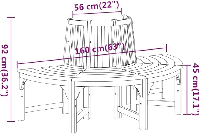 Half Round Tree Bench Outdoor Solid Eucalyptus Wood Garden Bench with Oiled Finish Spacious Seating for 3 People Rustic Design for Backyard Patio and Garden