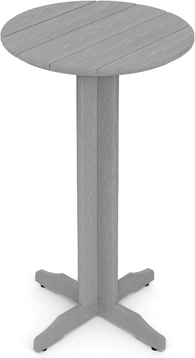 Outdoor Round Bar Table, 43 Inch All-Weather HDPE Bar Height Pub Table with Adjustable Feet, Heavy Duty High Top Bistro Table for Garden, Deck, Poolside,Backyard (Slate Grey)